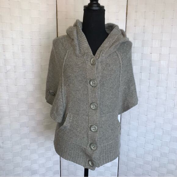 Anthropologie Kenji Boho Short Sleeve Wool Blend Hooded Cardigan Women’s Size XS - Picture 10 of 12